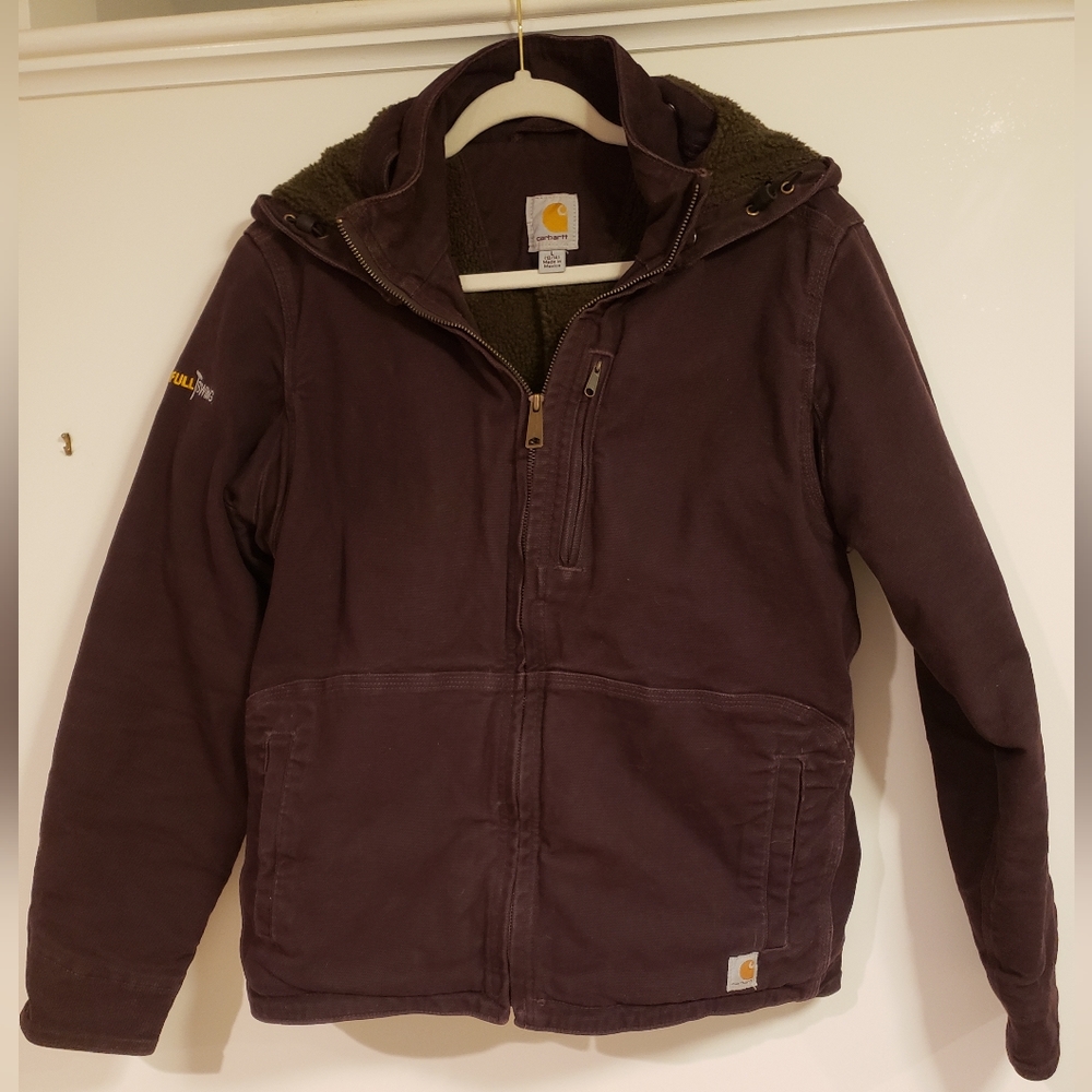 Purple Carhartt FullSwing women's thermal jacket with snap on hood